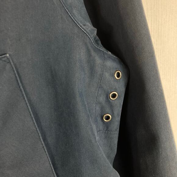 BARBOUR Jacket Men L Navy England Downpour-Style Waxed-Cotton Hoodie Zip Lined - Picture 6 of 16